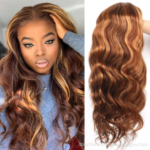 Highlight Wig Vendor Wholesale 1b Honey Blonde Ombre Hair Wig With Dark Roots Mink Peruvian Virgin Human Hair HD Lace Front Wig